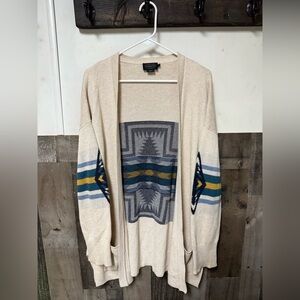 Pendleton Women’s Cardigan with Cream and Blue Design